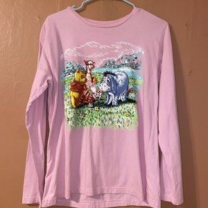 Disney Store Winnie The Pooh Tiger Piglet Eeyore Women's L T-Shirt Long Sleeve.